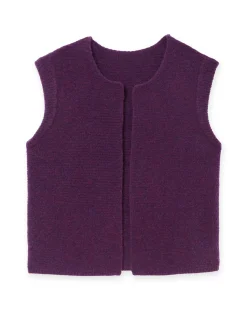 Discount Gilet point mousse sans manches Femme Gilet