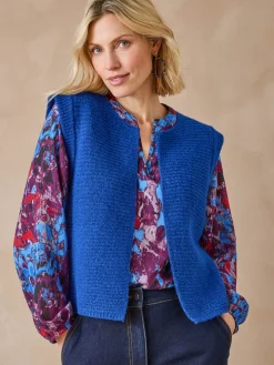 Online Gilet point mousse sans manches Femme Gilet