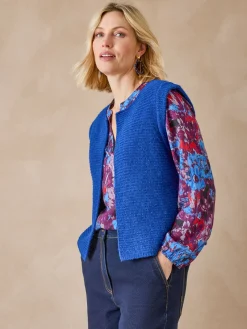 Online Gilet point mousse sans manches Femme Gilet