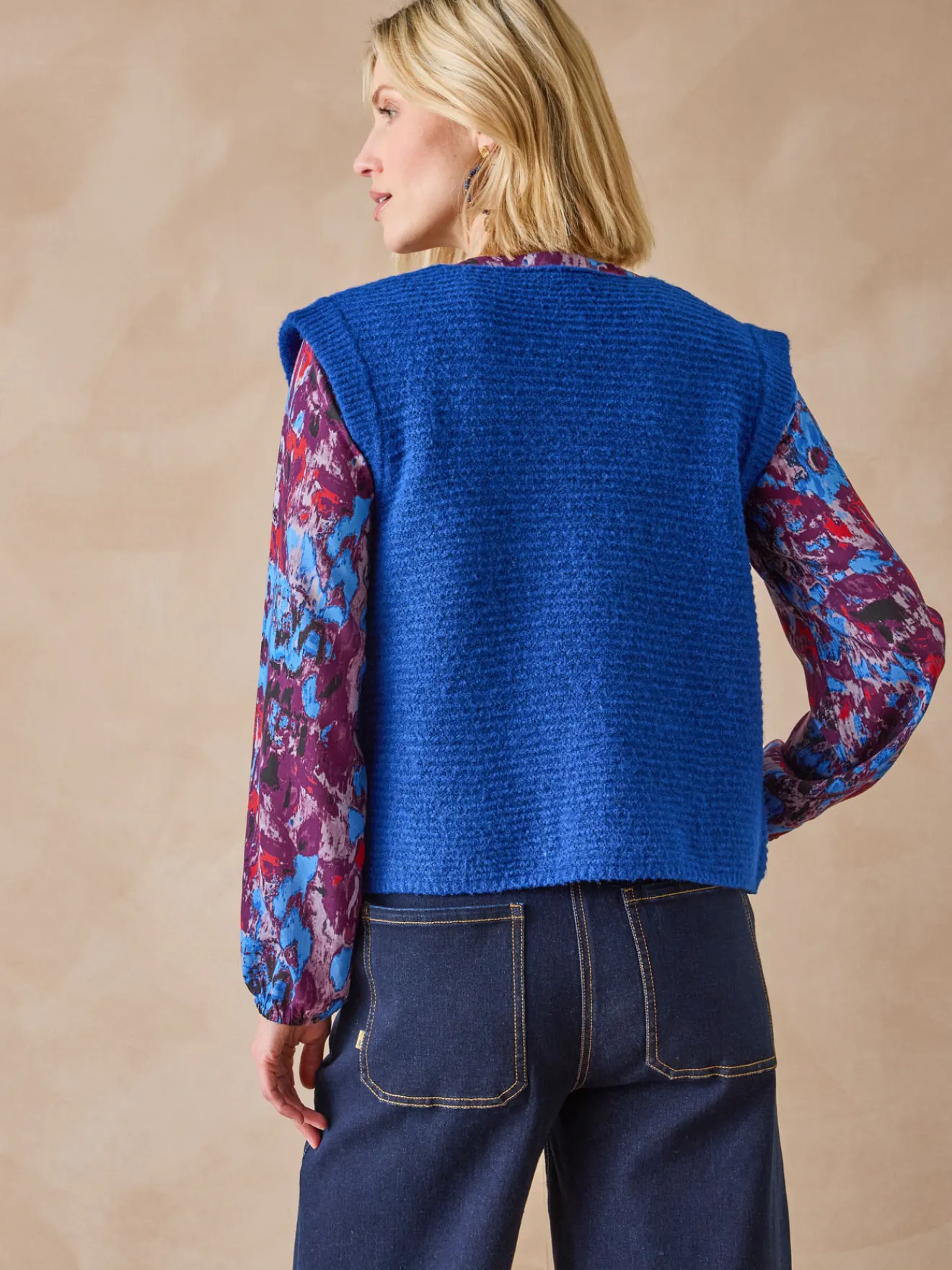 Online Gilet point mousse sans manches Femme Gilet