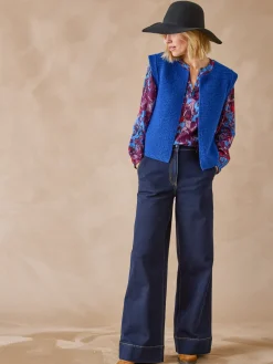 Online Gilet point mousse sans manches Femme Gilet