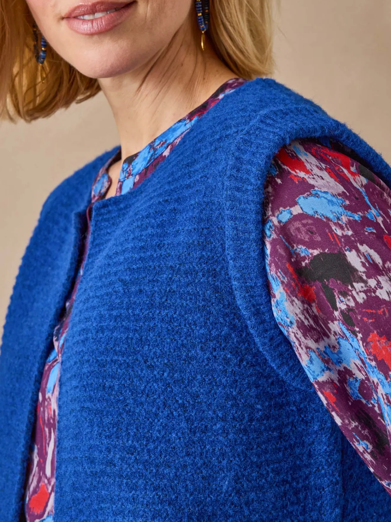 Online Gilet point mousse sans manches Femme Gilet