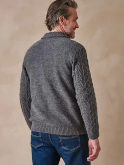 Gilet torsadé col châle avec laine Homme Gilet, Cardigan