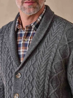 Gilet torsadé col châle avec laine Homme Gilet, Cardigan
