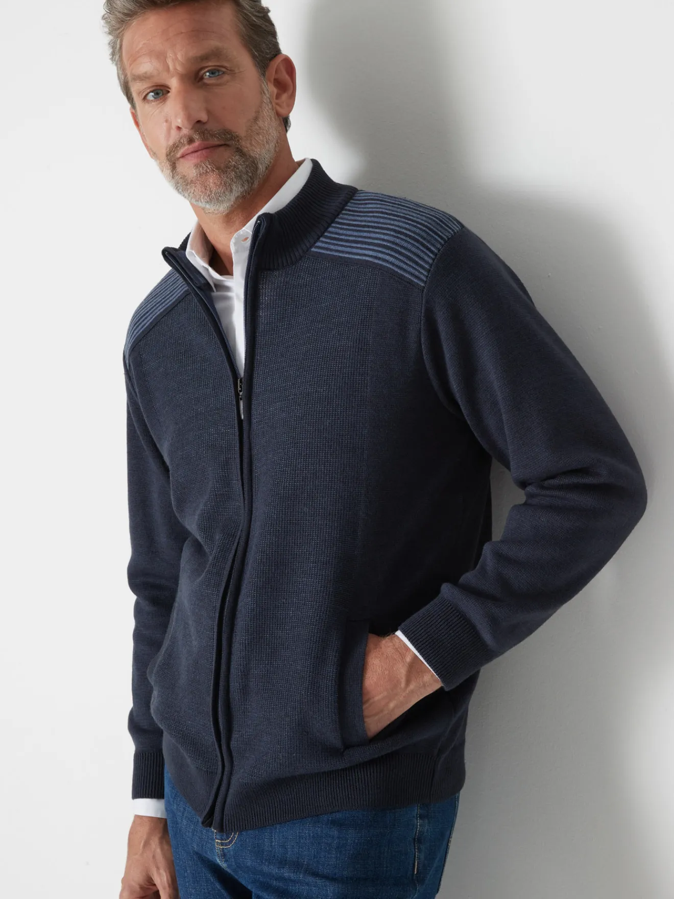 New Gilet zippé avec laine Homme Gilet, Cardigan