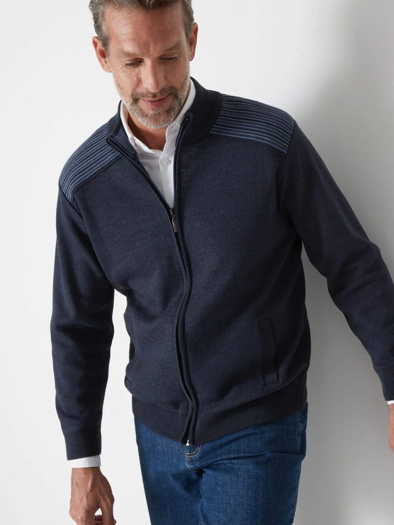 New Gilet zippé avec laine Homme Gilet, Cardigan