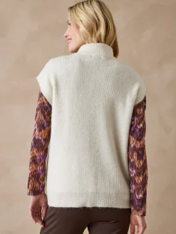 Gilet zippé sans manches côtes anglaises Femme Gilet