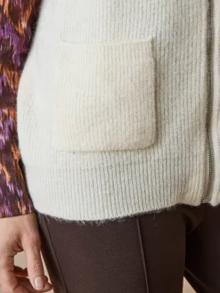 Gilet zippé sans manches côtes anglaises Femme Gilet