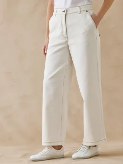 Jean 5 poches large et court Femme Jean|Pantalon