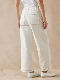 Jean 5 poches large et court Femme Jean|Pantalon