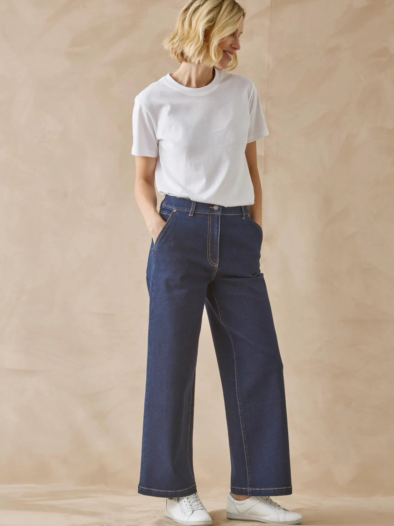 Discount Jean 5 poches large et court Femme Jean|Pantalon