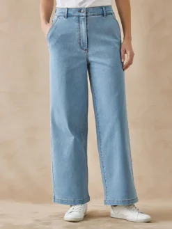 New Jean 5 poches large et court Femme Jean|Pantalon