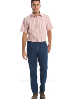 Hot Jean droit pur coton taille élastiquée Homme Pantalon|Jean