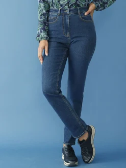 Jean droit taille haute stretch Femme Jean|Pantalon