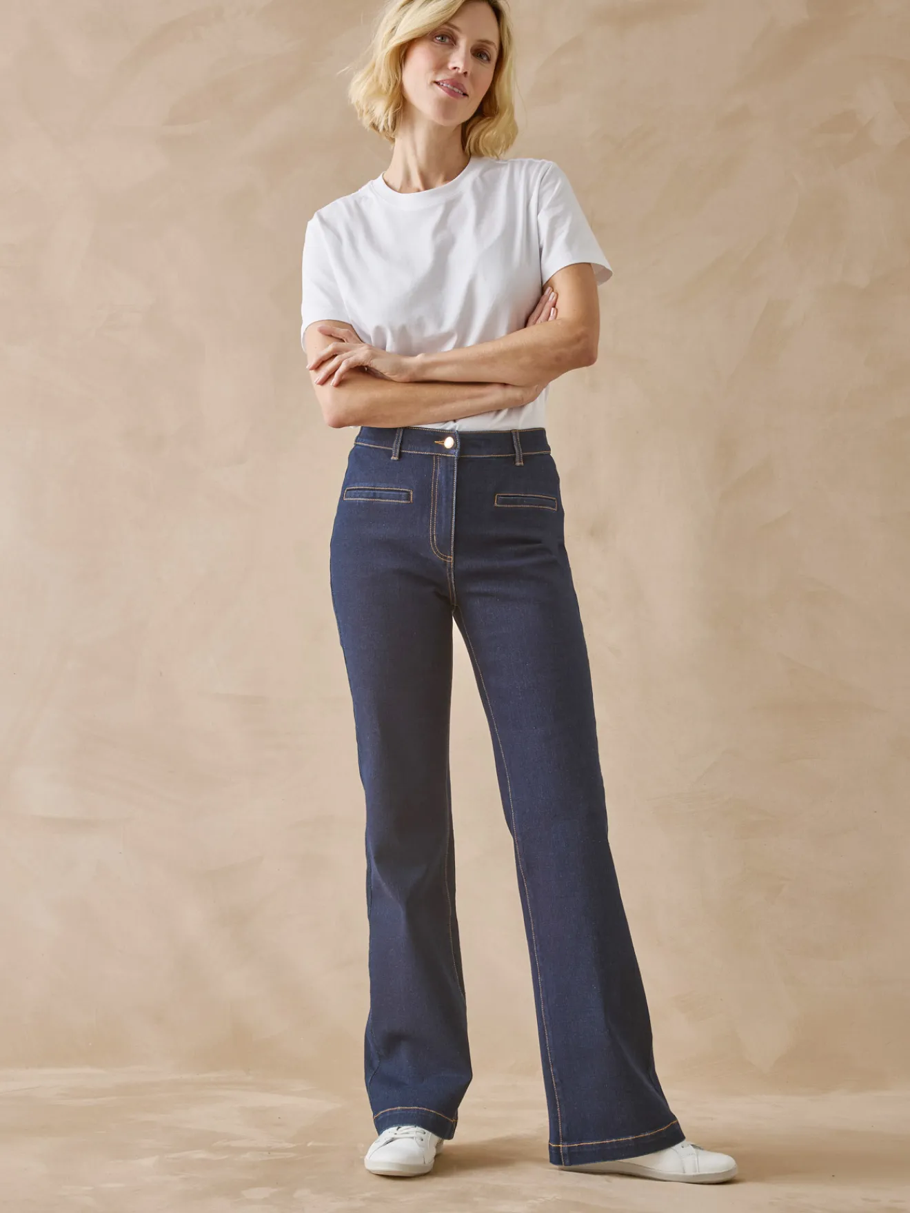 Jean élastiqué bas évasé stature +1.60m Femme Jean|Pantalon