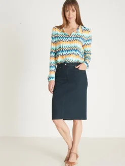 Outlet Jupe droite 5 poches extensible Femme Jupe