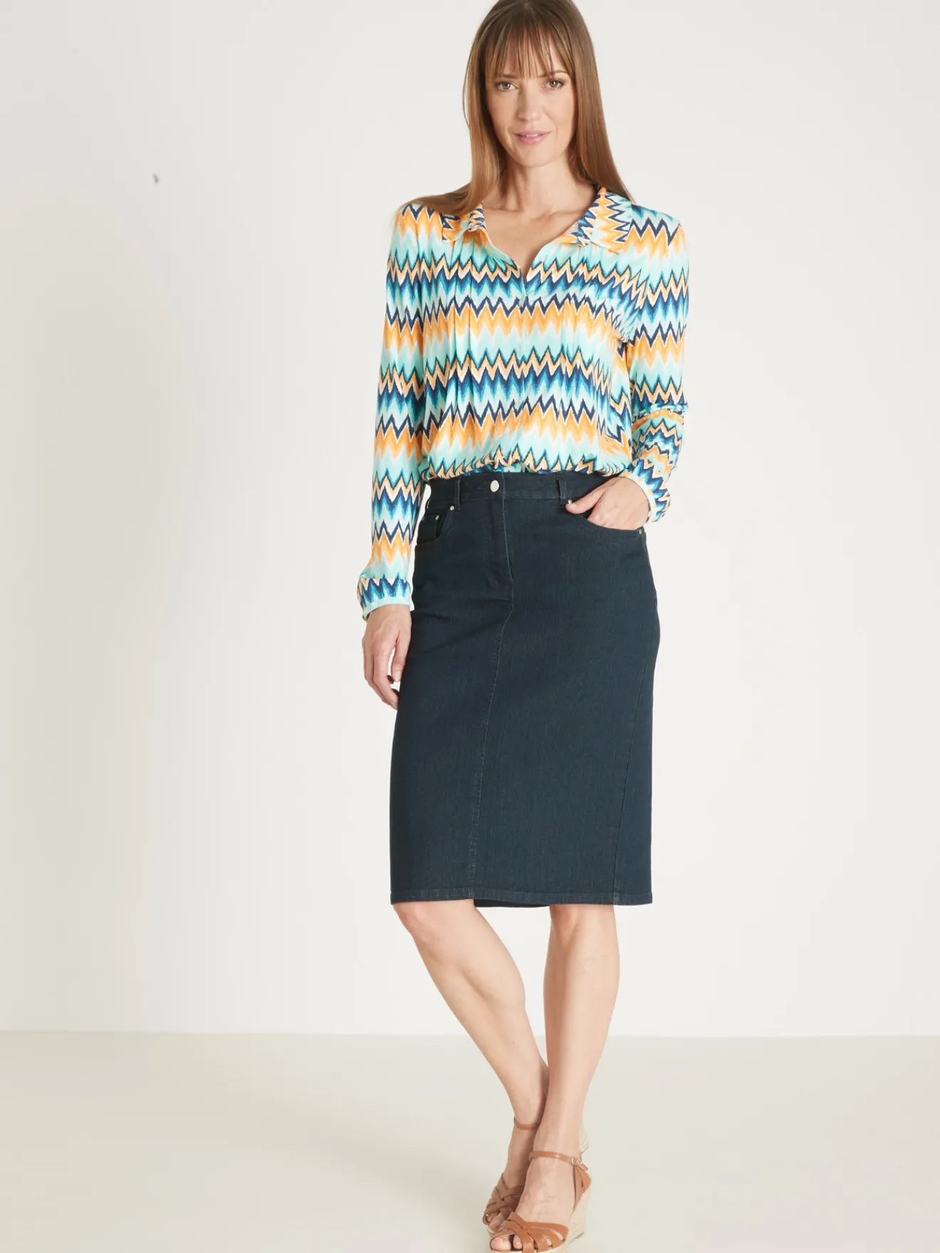 Outlet Jupe droite 5 poches extensible Femme Jupe