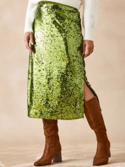 Jupe droite à sequins Femme Jupe