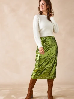 Jupe droite à sequins Femme Jupe