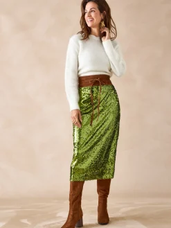 Jupe droite à sequins Femme Jupe