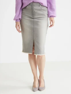 Sale Jupe droite en denim extensible Femme Jupe