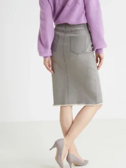 Sale Jupe droite en denim extensible Femme Jupe