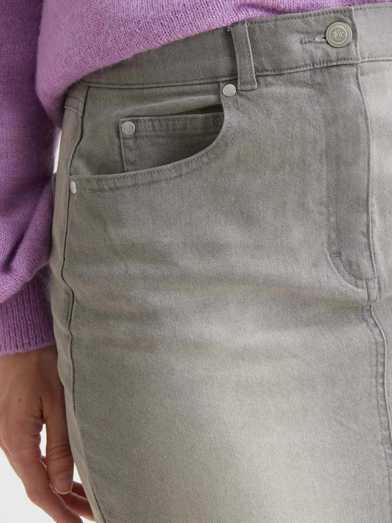 Sale Jupe droite en denim extensible Femme Jupe