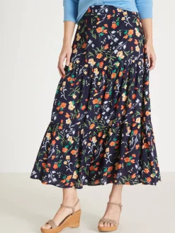 Jupe élastiquée ample à volants Femme Jupe