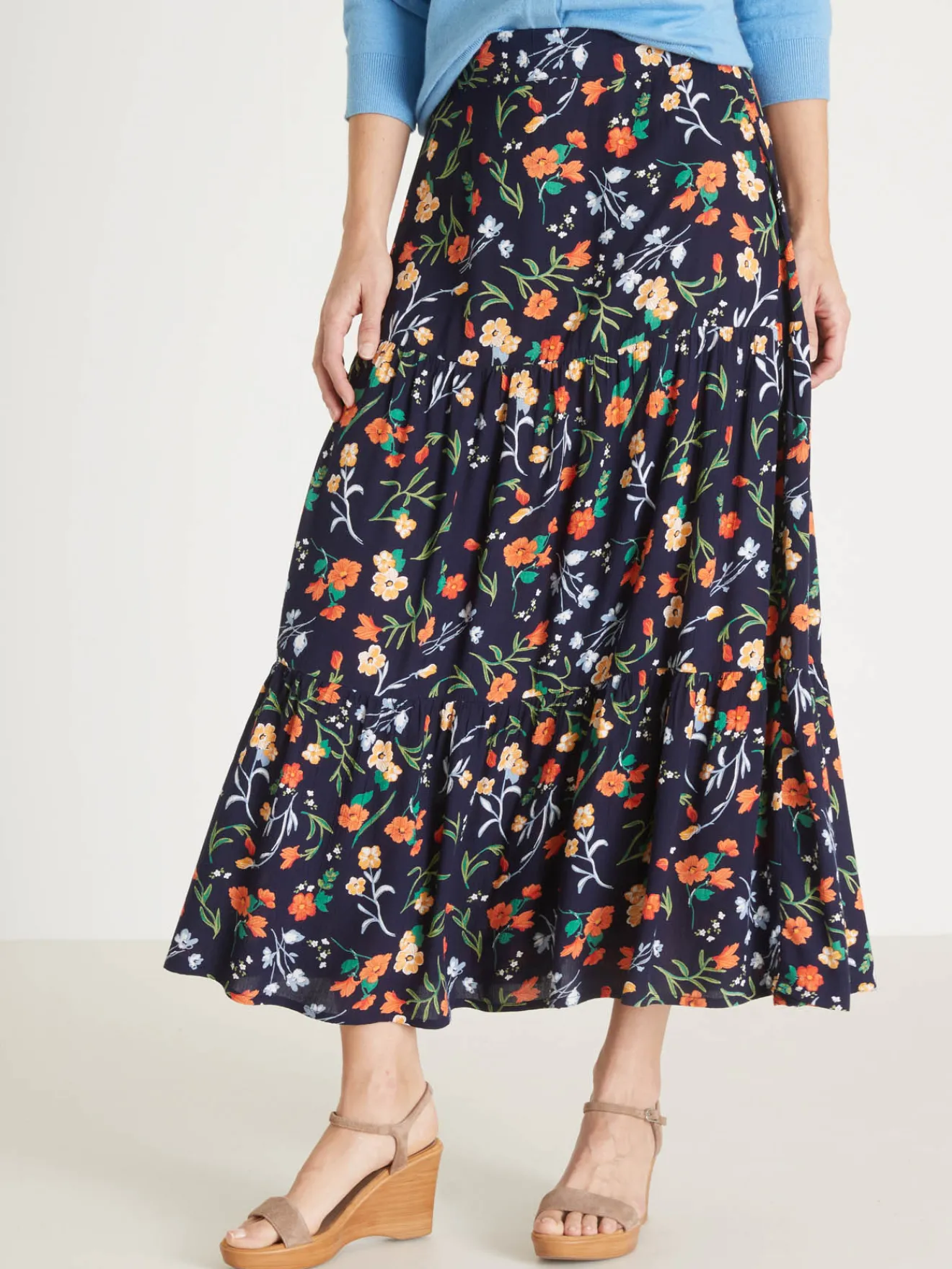 Jupe élastiquée ample à volants Femme Jupe