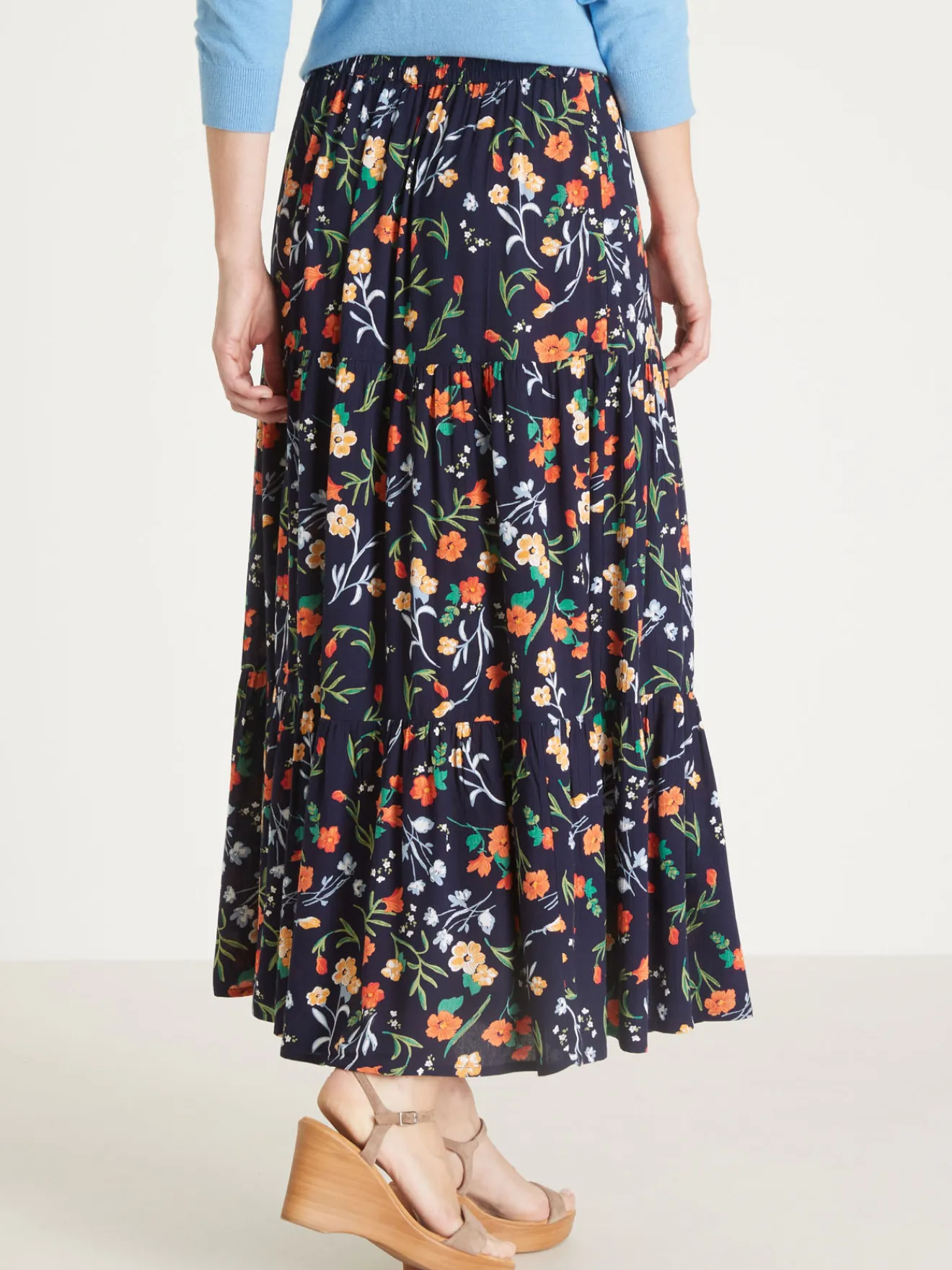 Jupe élastiquée ample à volants Femme Jupe