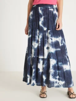 Clearance Jupe élastiquée tie and dye à volants Femme Jupe