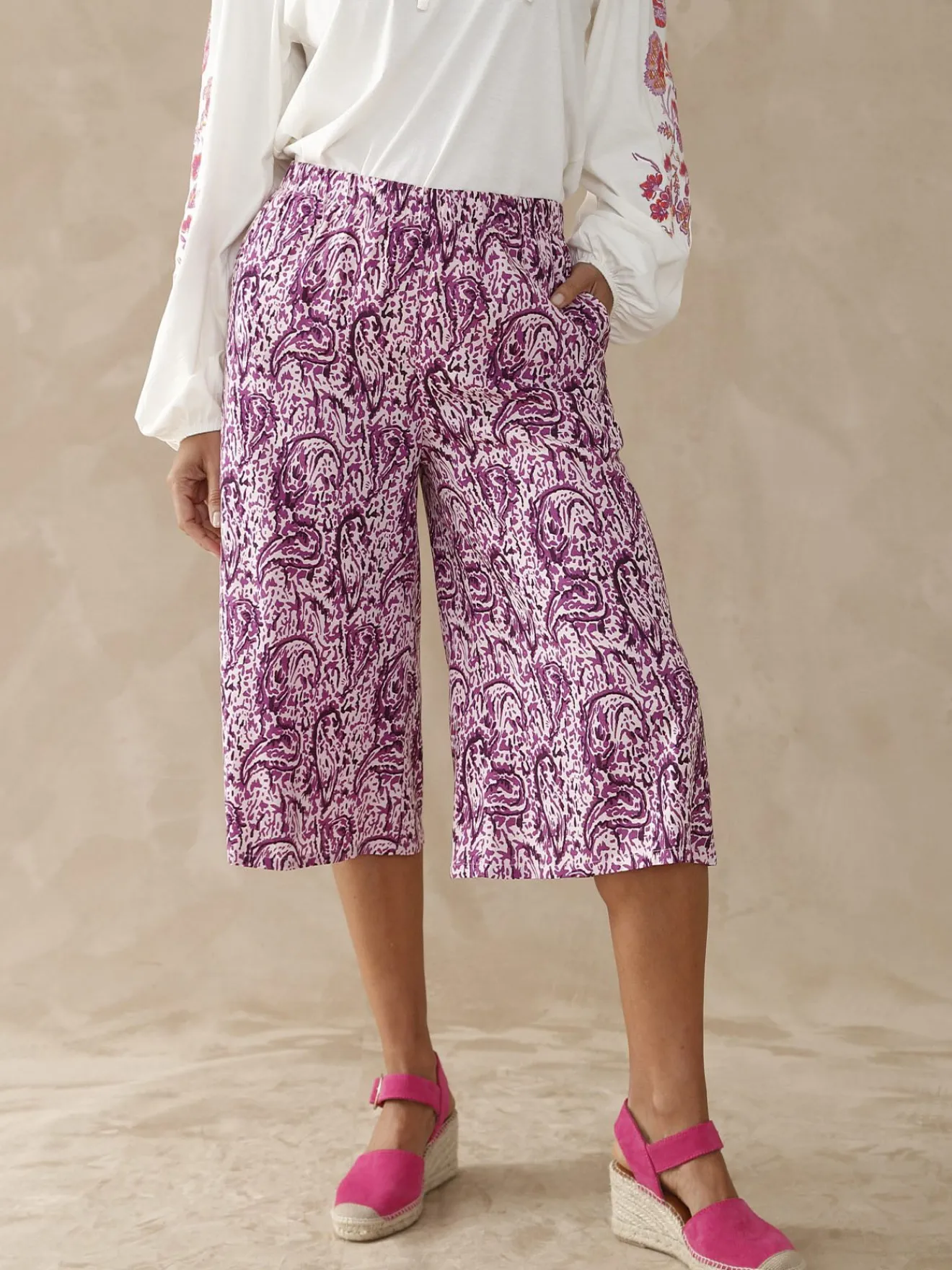 Jupe-culotte entièrement élastiquée Femme Jupe|Pantalon