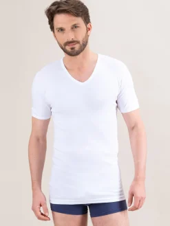 Discount Lot de 2 maillots col V manches courtes Homme Maillot De Corps