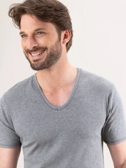 Clearance Lot de 2 maillots col V manches courtes Homme Maillot De Corps