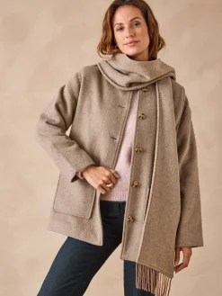 Hot Manteau avec laine et écharpe amovible Femme Manteau, Parka