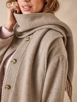 Hot Manteau avec laine et écharpe amovible Femme Manteau, Parka