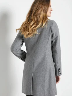 Clearance Manteau coupe droite en drap de laine Femme Manteau, Parka