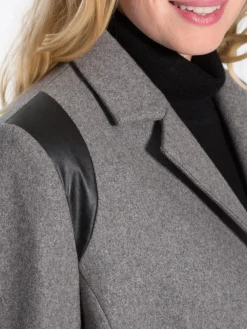 Clearance Manteau coupe droite en drap de laine Femme Manteau, Parka