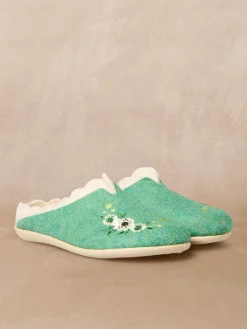 Online Mules broderies fleurs semelle amovible Femme Pantoufles, Chaussons