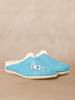 Sale Mules broderies fleurs semelle amovible Femme Pantoufles, Chaussons