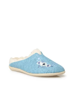 Sale Mules broderies fleurs semelle amovible Femme Pantoufles, Chaussons