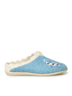 Sale Mules broderies fleurs semelle amovible Femme Pantoufles, Chaussons