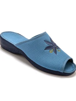 Outlet Mules brodées doublure éponge Femme Chaussures En Toile