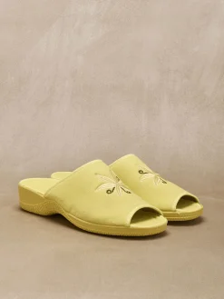 New Mules brodées doublure éponge Femme Chaussures En Toile