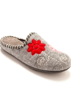 Sale Mules brodées grande largeur Femme Pantoufles, Chaussons