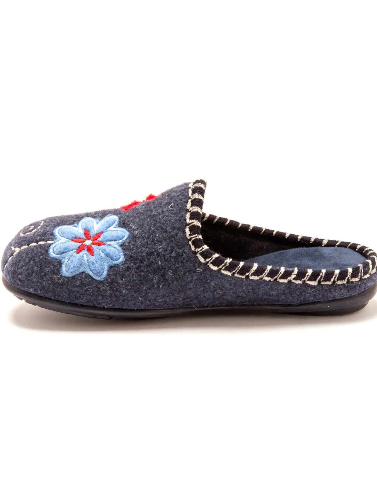 Outlet Mules brodées grande largeur Femme Pantoufles, Chaussons