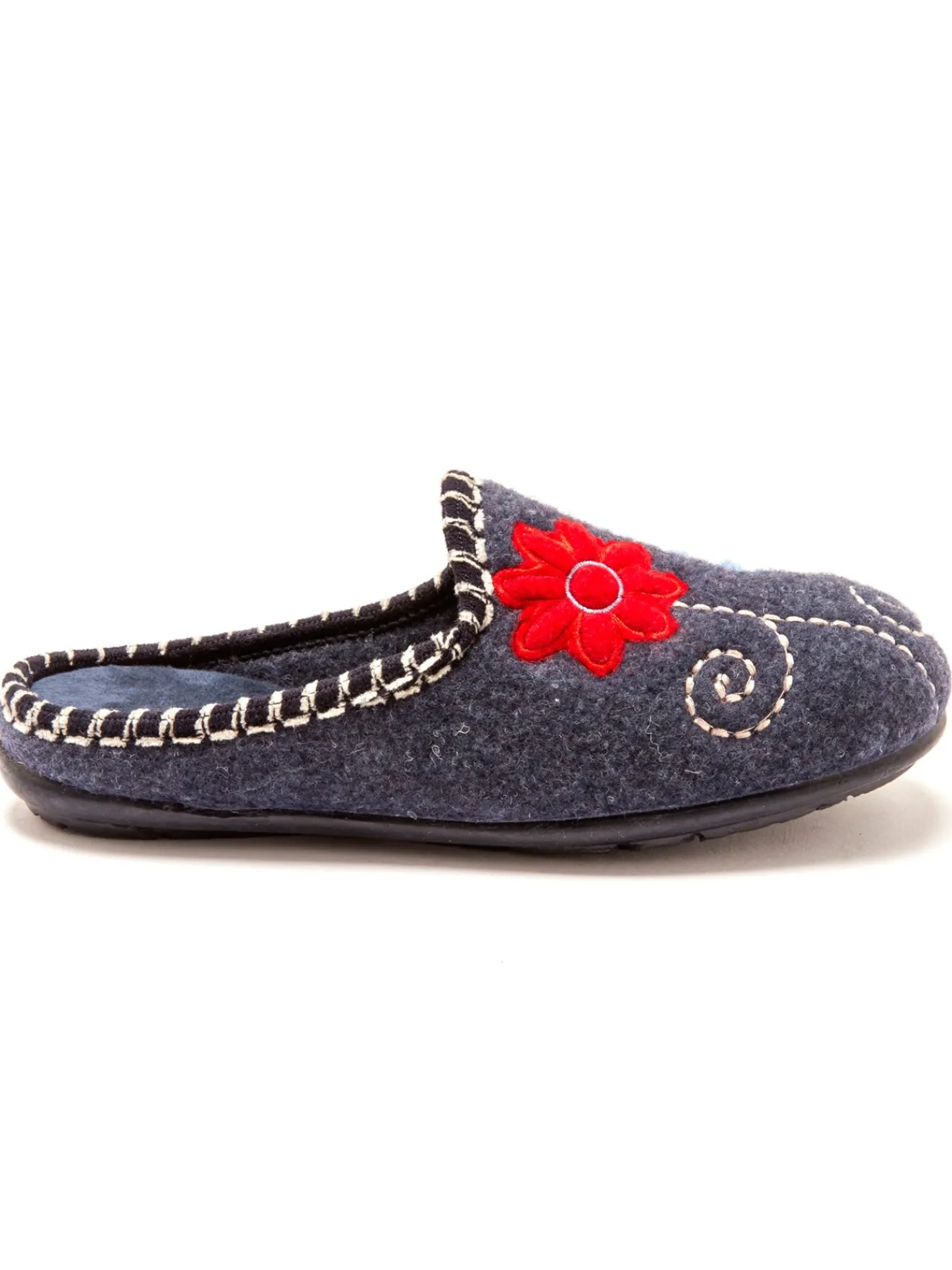 Outlet Mules brodées grande largeur Femme Pantoufles, Chaussons