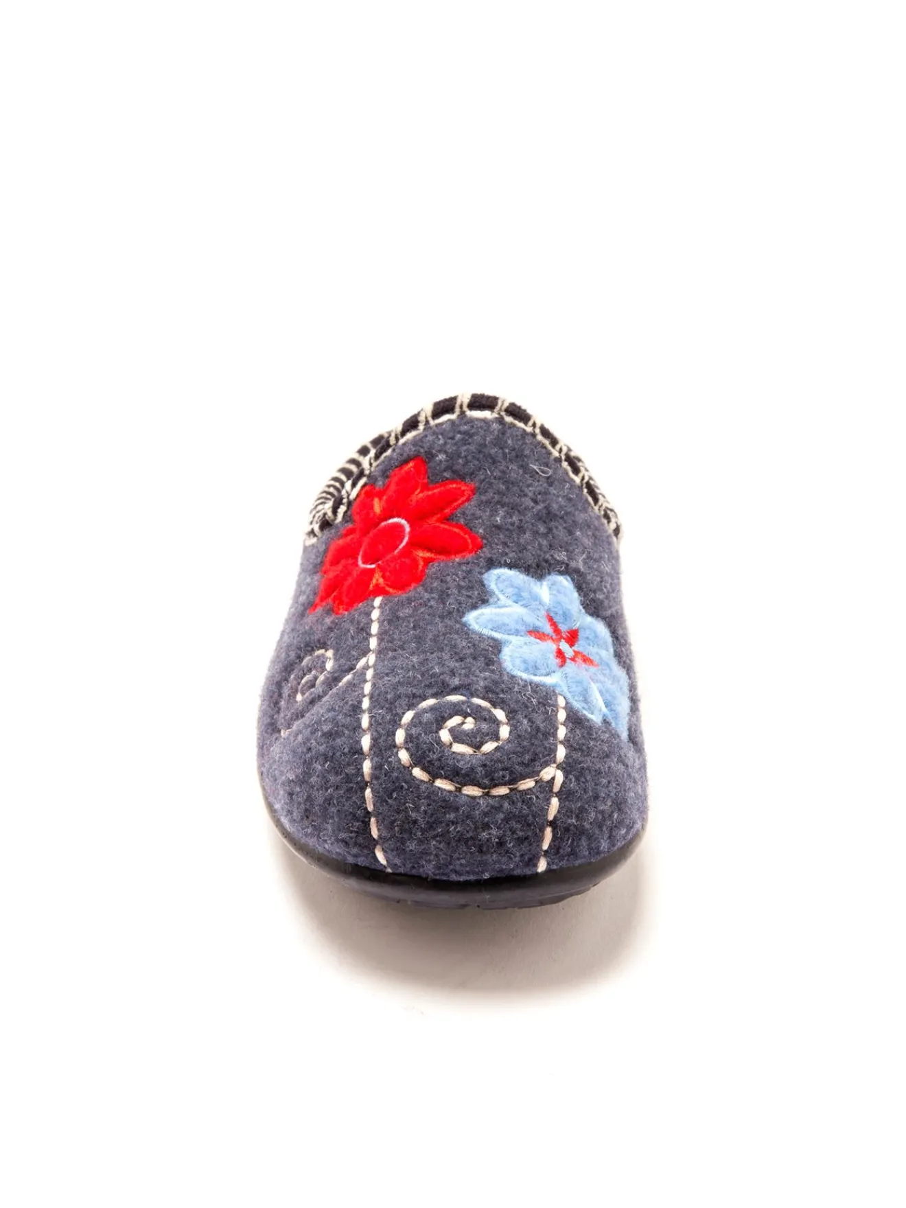 Outlet Mules brodées grande largeur Femme Pantoufles, Chaussons