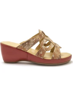 Online Mules en cuir à talon compensé Femme Mules