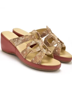 Online Mules en cuir à talon compensé Femme Mules